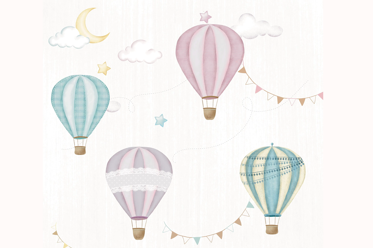 Hot air Balloon digital watercolor, an Illustration by Lolytop Studio (Photo 2 of 5)