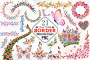 Spring Butterfly Border Clipart, an Illustration by RobertsArt (Thumbnail 1 of 4)