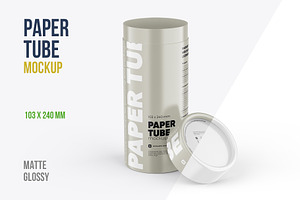 Opened Paper Tube Mockup 103x240mm