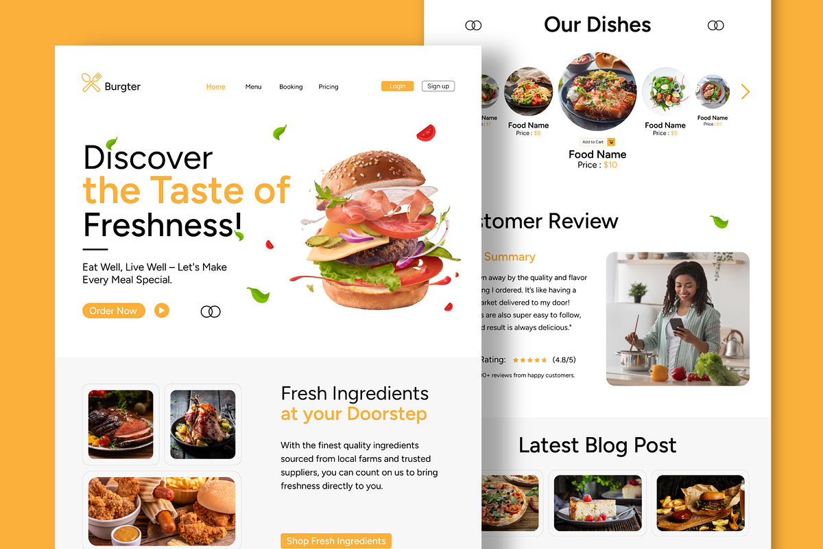 Food Landing Page Design, a Landing Page Template by CreativeShaper (Photo 1 of 6)