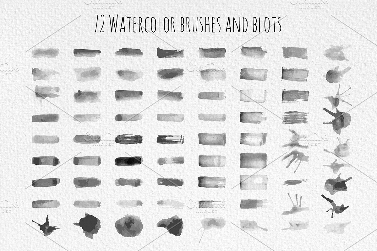 72 Watercolor vector brushes for AI, a Brush Add-On by Kapitosh (Photo 3 of 6)