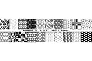 Geometric set of seamless black and, a Decorative Illustration by RODINA