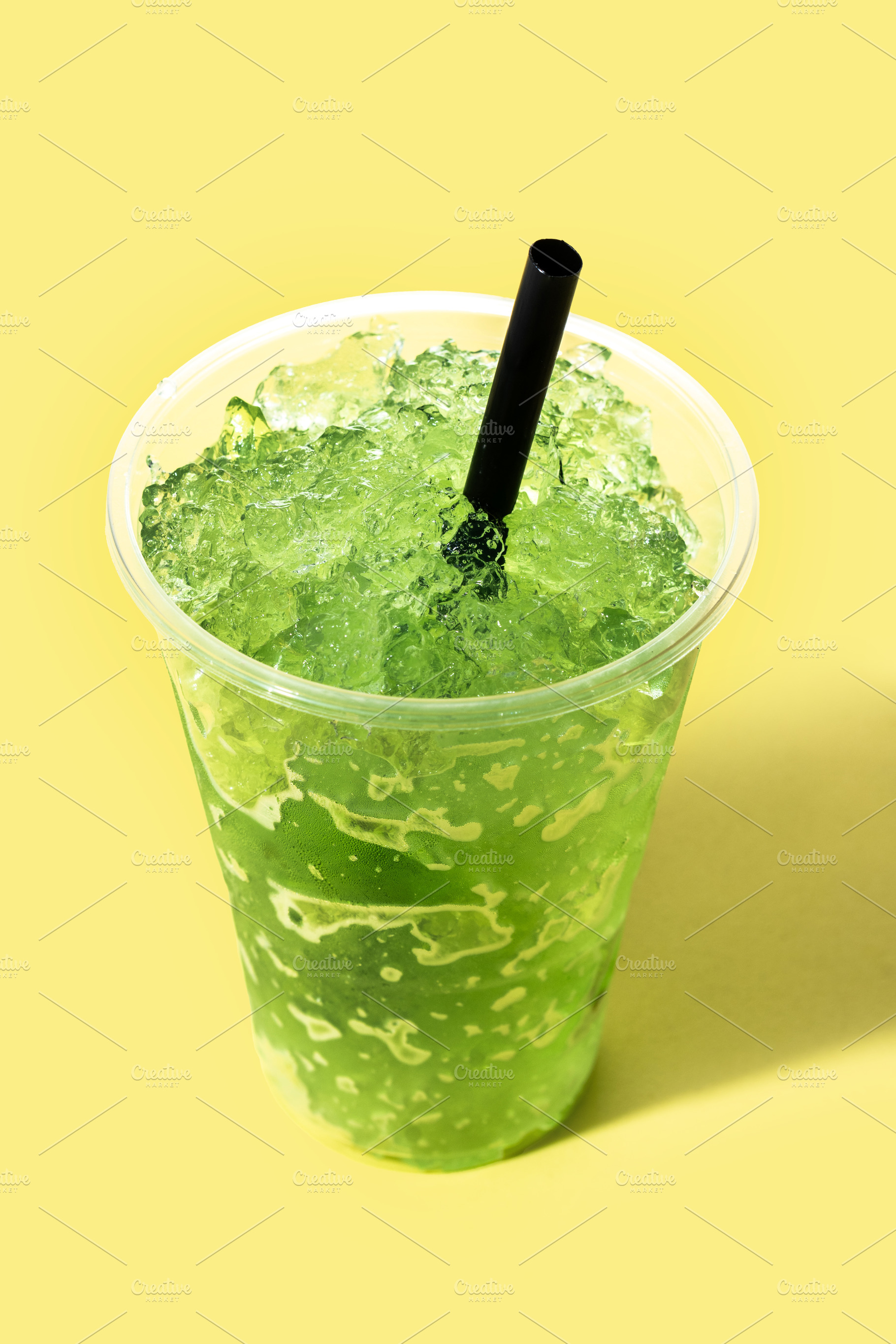 Green Slushie Drink in Plastic Cup, a Photo by etorres69