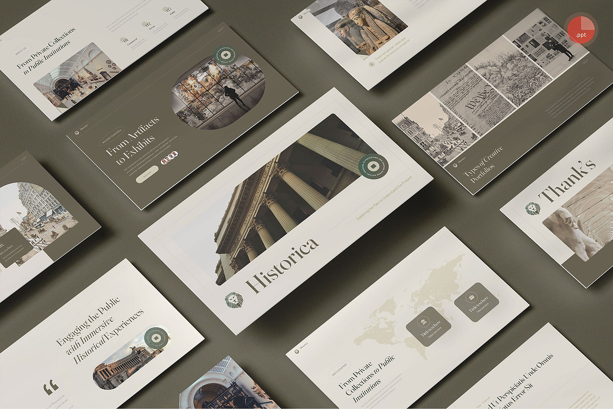 History & Museum PowerPoint, a Presentation Template by Pixslides (Photo 1 of 7)