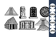 Ancient Monument SVG Icon Set, an Illustration by designvectx (Thumbnail 1 of 3)