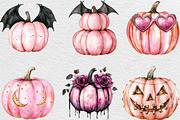 Pink Halloween Pumpkin Clipart, an Illustration by Black Bird Studio (Thumbnail 5 of 6)
