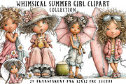 Whimsical Summer Girl Clipart, an Illustration by OK Design (Thumbnail 1 of 6)