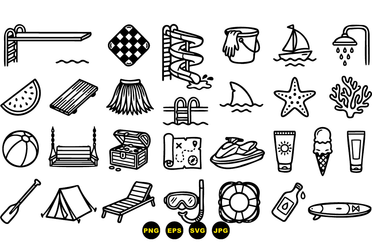 Summer Beach Fun Icon Set, an Illustration by designvectx (Photo 3 of 3)
