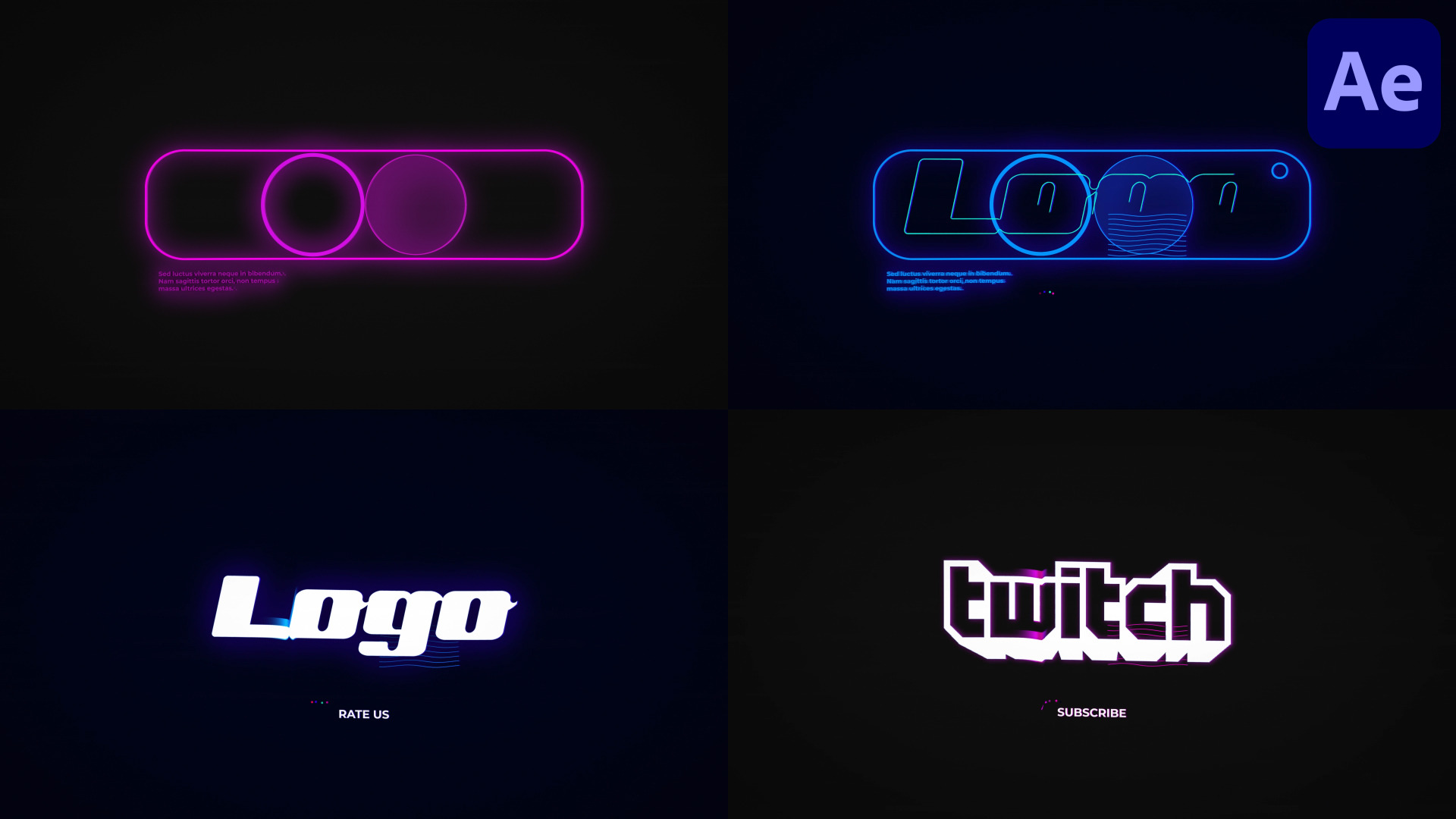 Neon Wave Logo Reveal After Effects