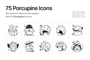 Porcupine Doodle Icons, a Solid Icon by Prosymbols