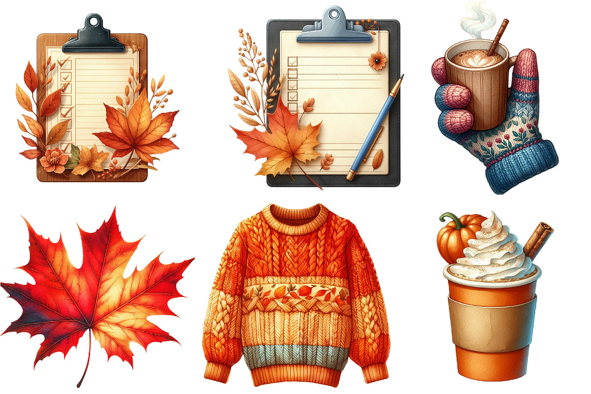 Fall Aesthetic Clipart, an Illustration by Watercolor design (Photo 3 of 4)