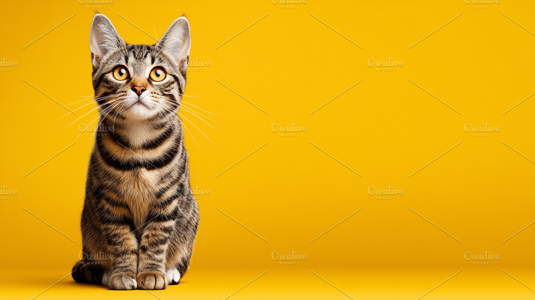 Cute tabby cat with bright eyes sit, an Animal Photo by MistyDay