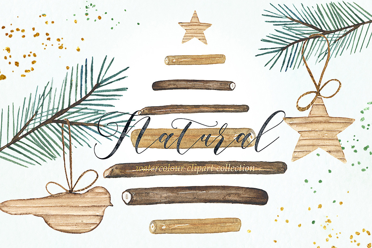 Natural Winter Watercolor clipart, a Graphic by LABFcreations (Photo 2 of 7)