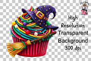 Witch Cupcake PNG Bundle, a Graphic by Clipart Studio (Thumbnail 9 of 11)