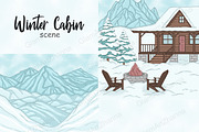 Winter Cabin Scene, a Seasonal Illustration by GlamArtZhanna (Thumbnail 3 of 3)