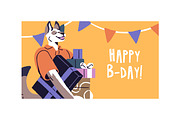 Animals at birthday party set, cards, an Animal Illustration by PaperTrident (Thumbnail 16 of 18)