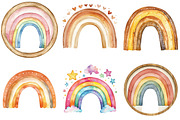 Boho Rainbow Watercolor Clipart, an Illustration by Watercolor design (Thumbnail 4 of 4)