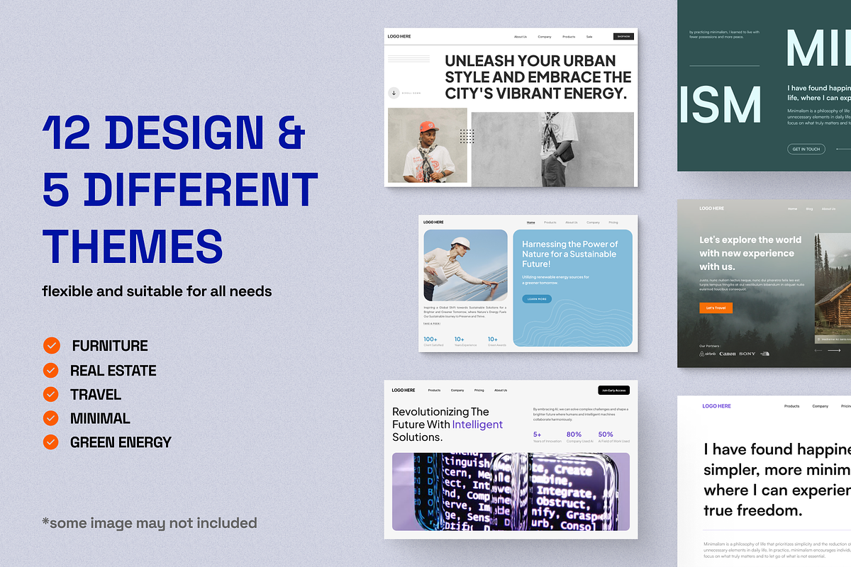 12 Hero Website Section, an UI Kit Template by madebynoval (Photo 3 of 5)