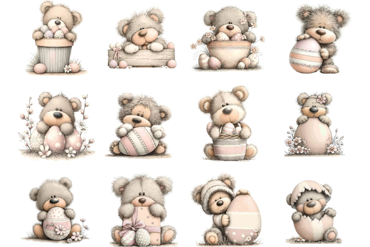 Whimsical Easter Peeking Teddy Bear, an Illustration by Designking (Photo 2 of 5)