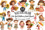 Cute Girl Children's Book PNG Bundle, a Person Illustration by Designking (Thumbnail 1 of 5)
