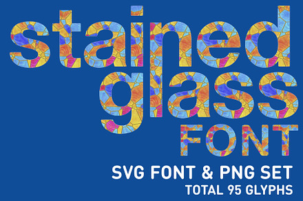 Stained Glass Font & PNG Set, a Symbol Font by Creative Graphics