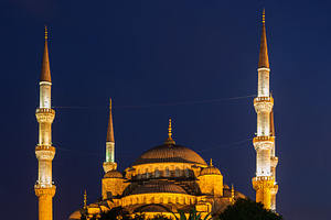 Blue Mosque Domes And Minarets In Is