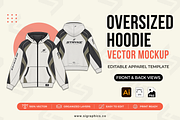 Oversized Zip Hoodie Vector Template, a Hoody Mockup by S.i. Graphics (Thumbnail 1 of 3)