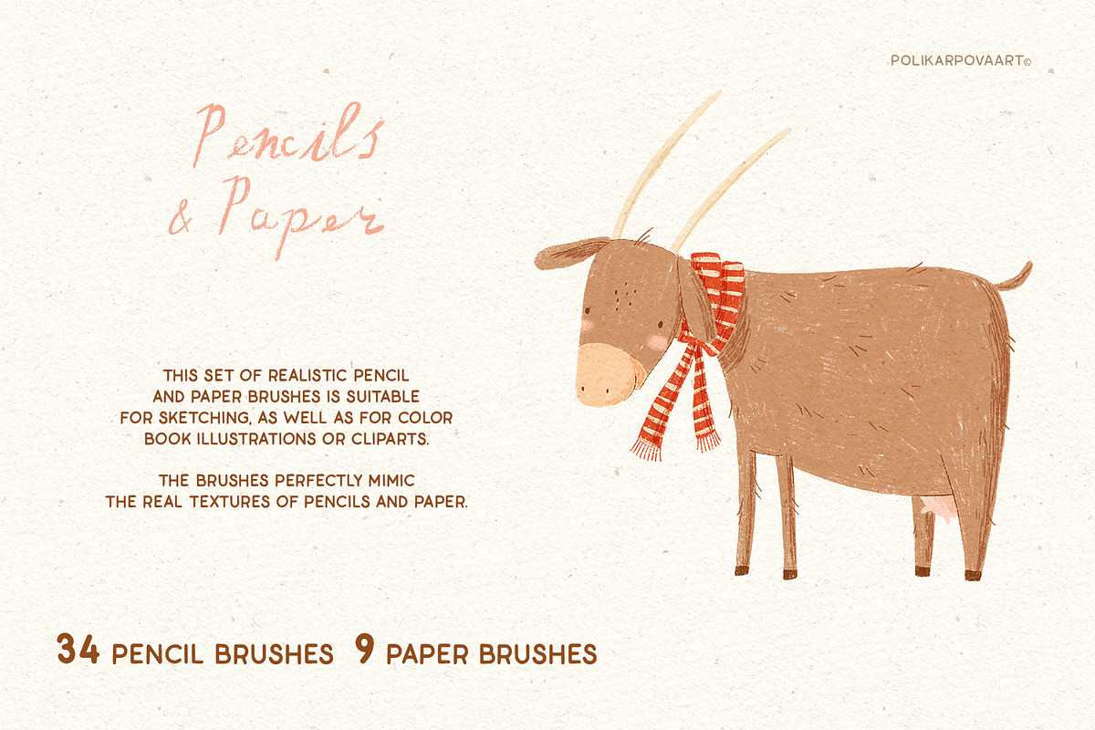 Pencils & Paper - brushes Procreate, a Brush Add-On by polikarpovaart (Photo 2 of 13)
