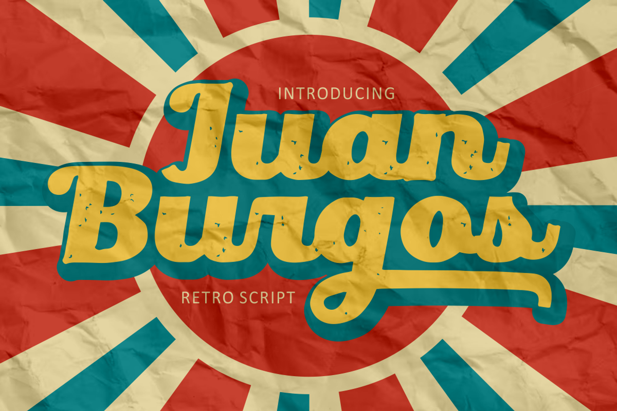 Juan Burgos - Bold Retro Script Font, a Font by PutraCetol Studio (Photo 1 of 11)