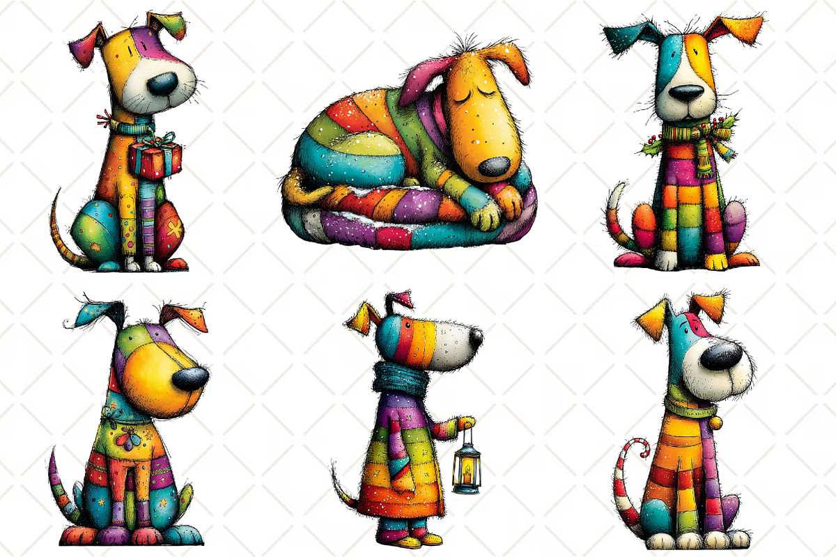 Whimsical Christmas Dog Clipart, an Illustration by Black Bird Studio (Photo 5 of 6)