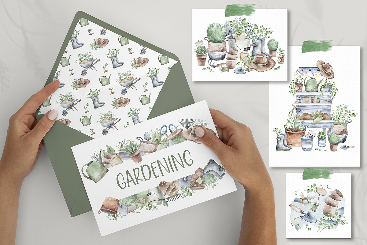 Watercolor Gardening Clipart Set, a Seasonal Illustration by LenArt (Photo 7 of 15)