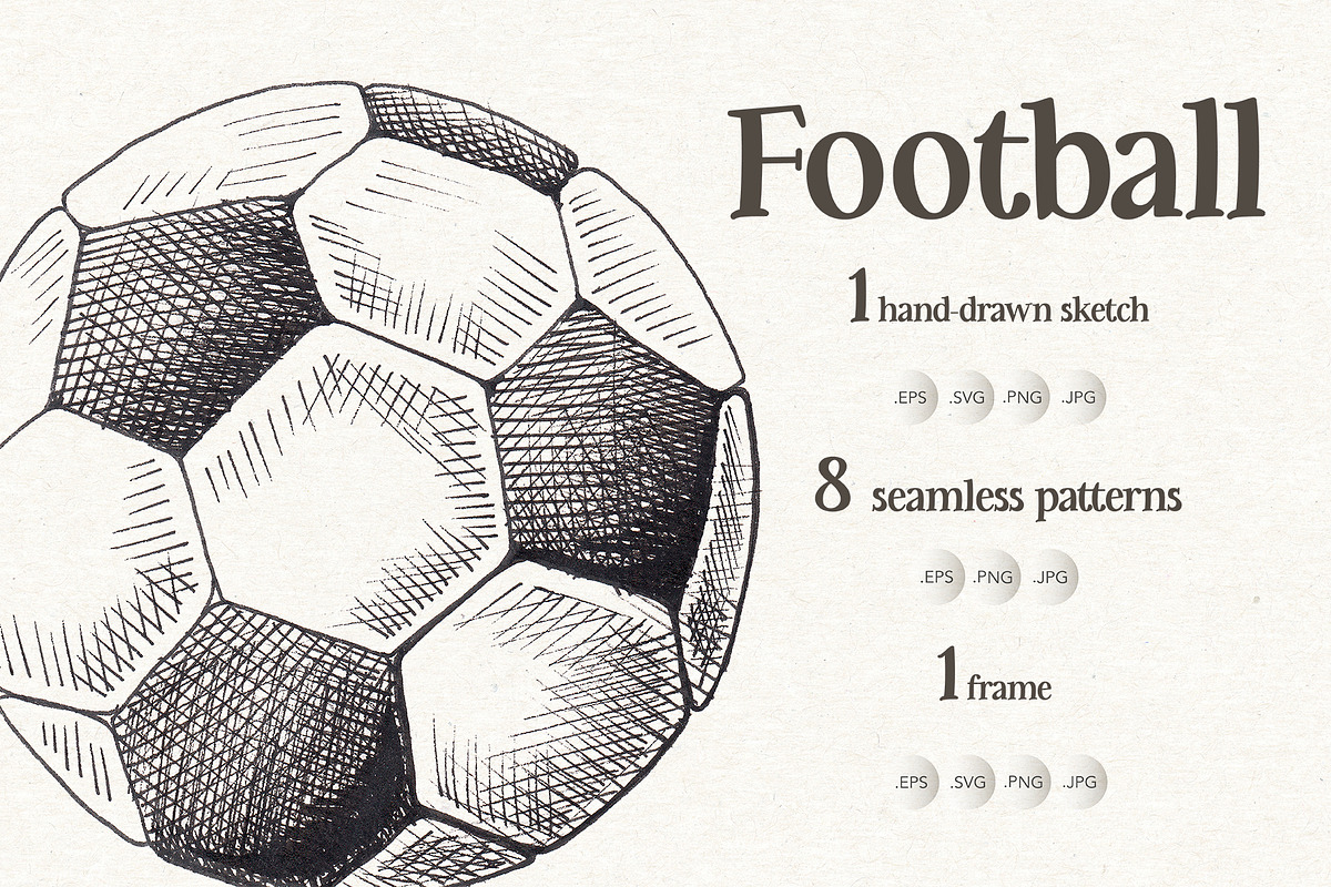 Football. Sketch, patterns and frame, an Object Illustration by Canatic (Photo 1 of 9)