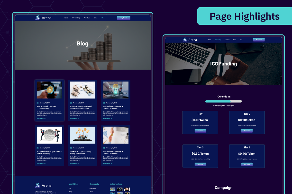 Arena - ICO Lunching Website UI Kit, an UI Kit Template by Uptechies (Photo 3 of 4)