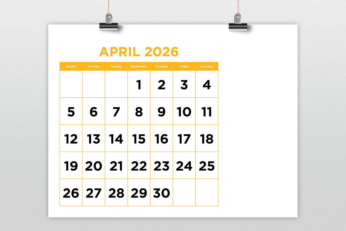 2026 Large No. Color 8.5x11 Calendar, a Stationery Template by Running With Foxes (Photo 3 of 6)
