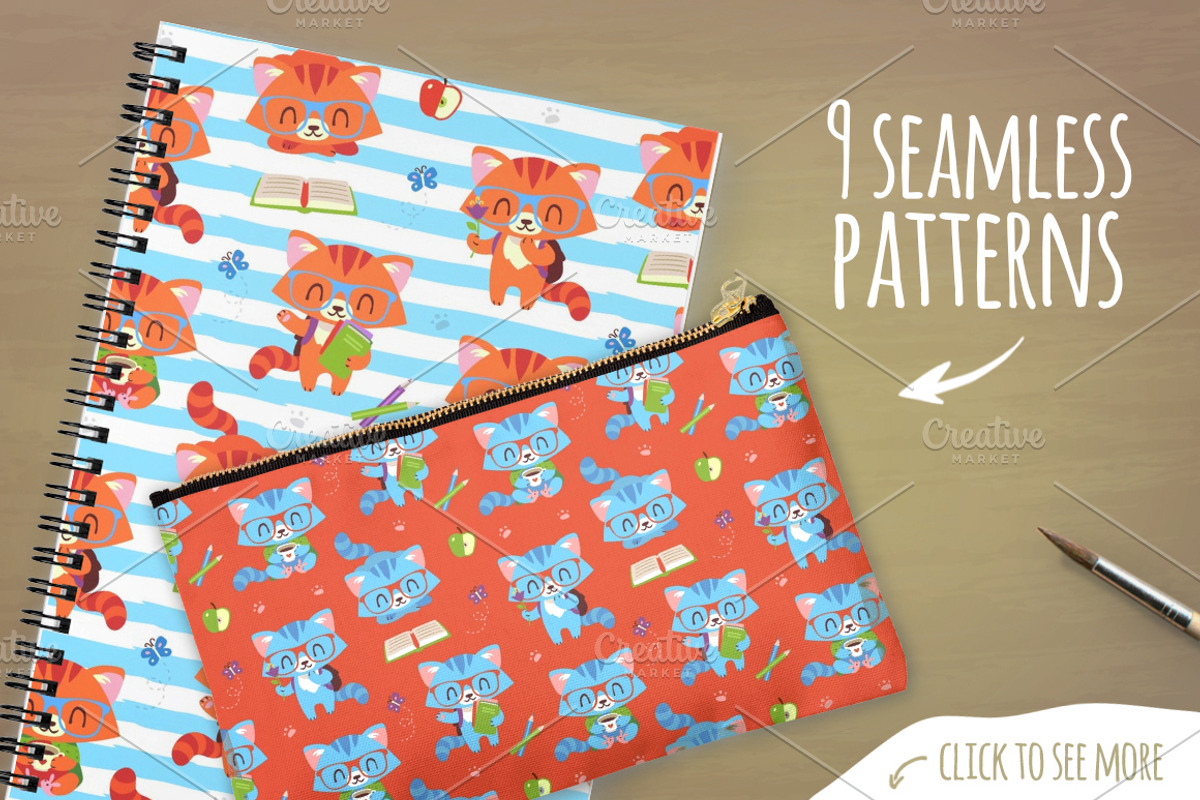 Cartoon Nerd cat set, an Animal Illustration by SunnyWS (Photo 3 of 4)