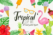 watercolor tropical clipart, a Decorative Illustration by Autumn Breeze (Thumbnail 1 of 2)