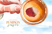 Watercolor Pumpkin Season Clipart, a Seasonal Illustration by ArtCreationsDesign (Thumbnail 7 of 22)