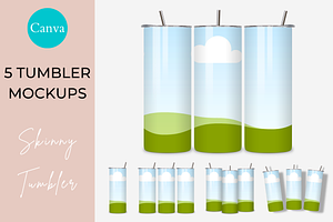 20oz Skinny Tumbler Mockups Canva, a Cups & Container Mockup by NoemieDesigns