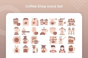 Coffee Shop Icons Set - Flat