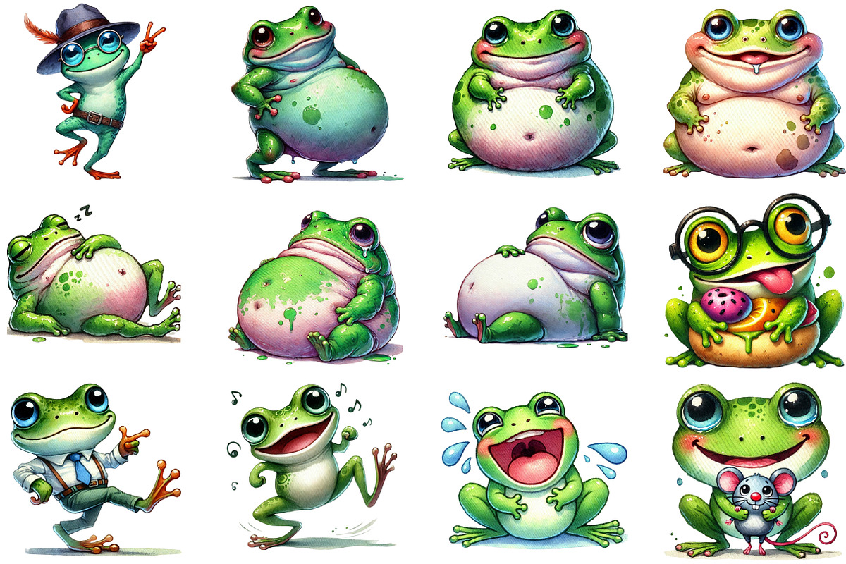 Cute Frog Clipart Bundle Funny Frog, an Illustration by Sublimation Artist (Photo 4 of 6)