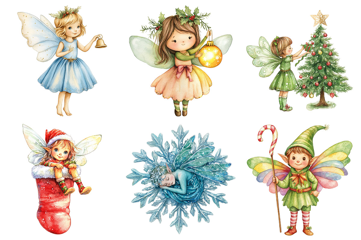 Beautiful Fairy Christmas Clipart, an Illustration by Daily.Designs (Photo 2 of 5)