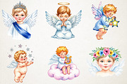 Angel Clipart Baby Angel Clipart Set, an Illustration by RobertsArt (Thumbnail 7 of 7)