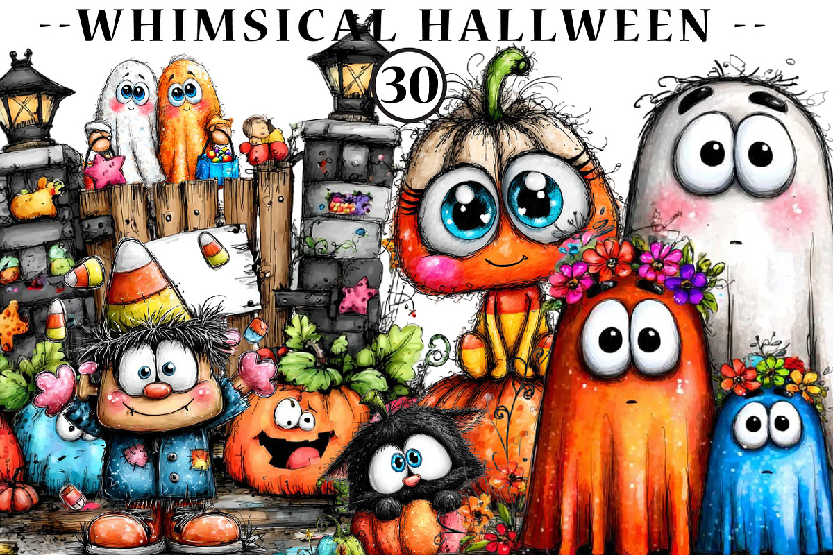 whimsical Halloween clipart, an Illustration by CreationArt (Photo 1 of 5)