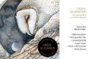 Barn Owl In Moon Circle Illustration, an Animal Illustration by The Dutch Lady Designs (Thumbnail 4 of 4)