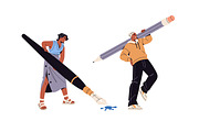 Tiny people with big pens, pencils, a Person Illustration by PaperTrident (Thumbnail 4 of 9)