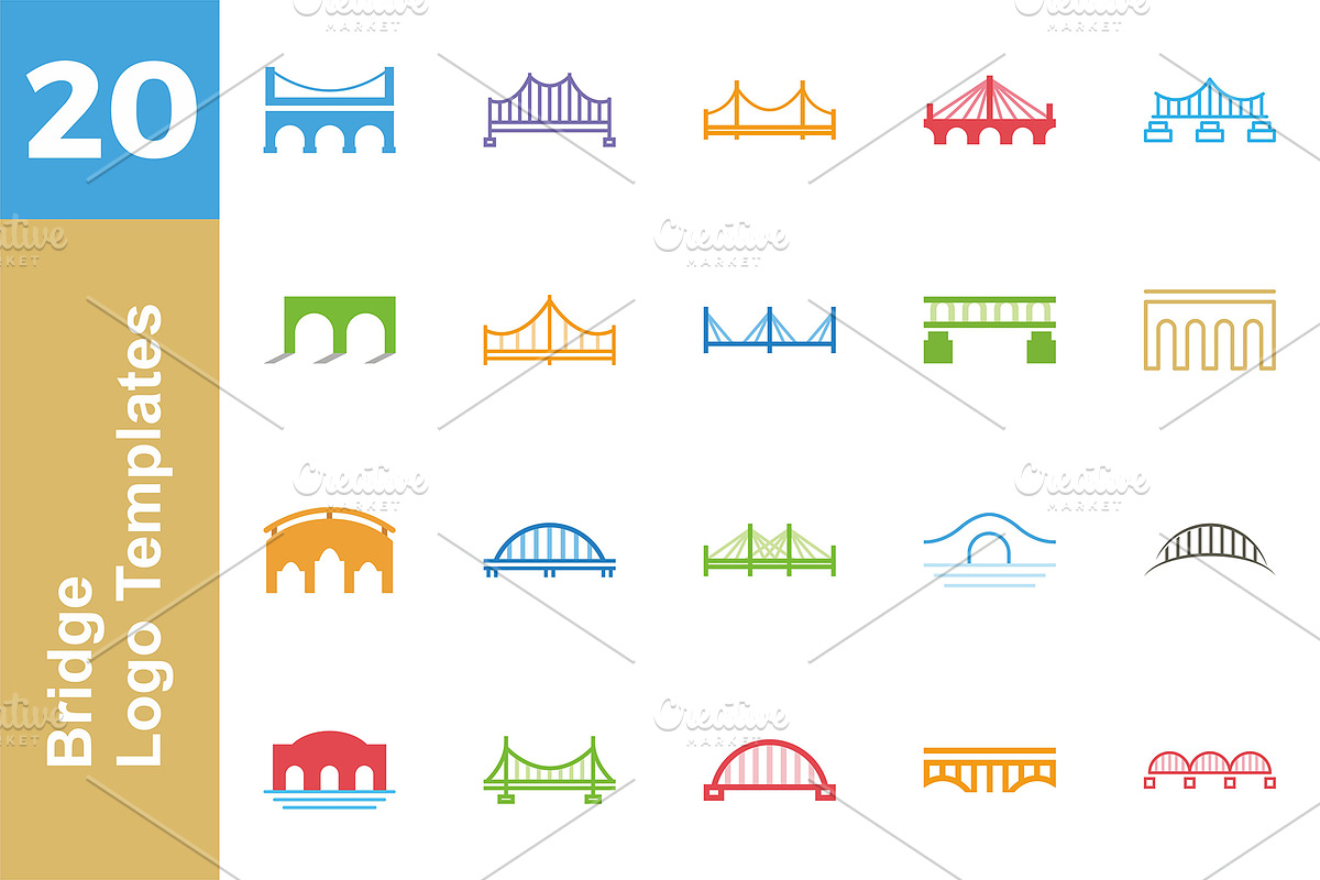 20 Logo Bridge Templates Bundle, a Branding & Logo Template by Friendesigns (Photo 1 of 21)