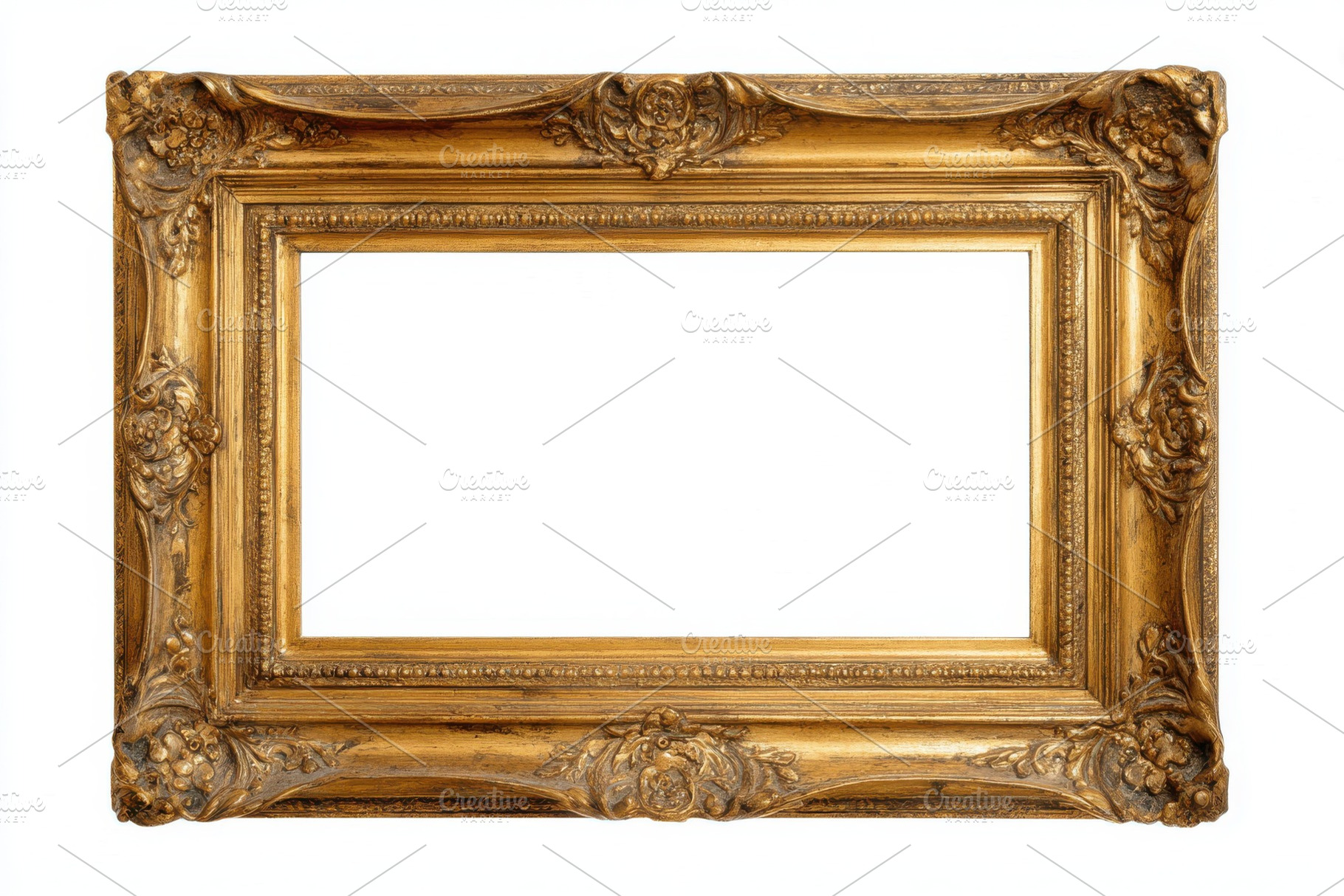 Ornate Gold Frame Empty Picture Fram, a Photo by Pixeness Studio