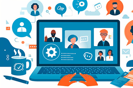 Virtual collaboration and communication during a video meeting using modern tec, an Illustration by AS photostudio