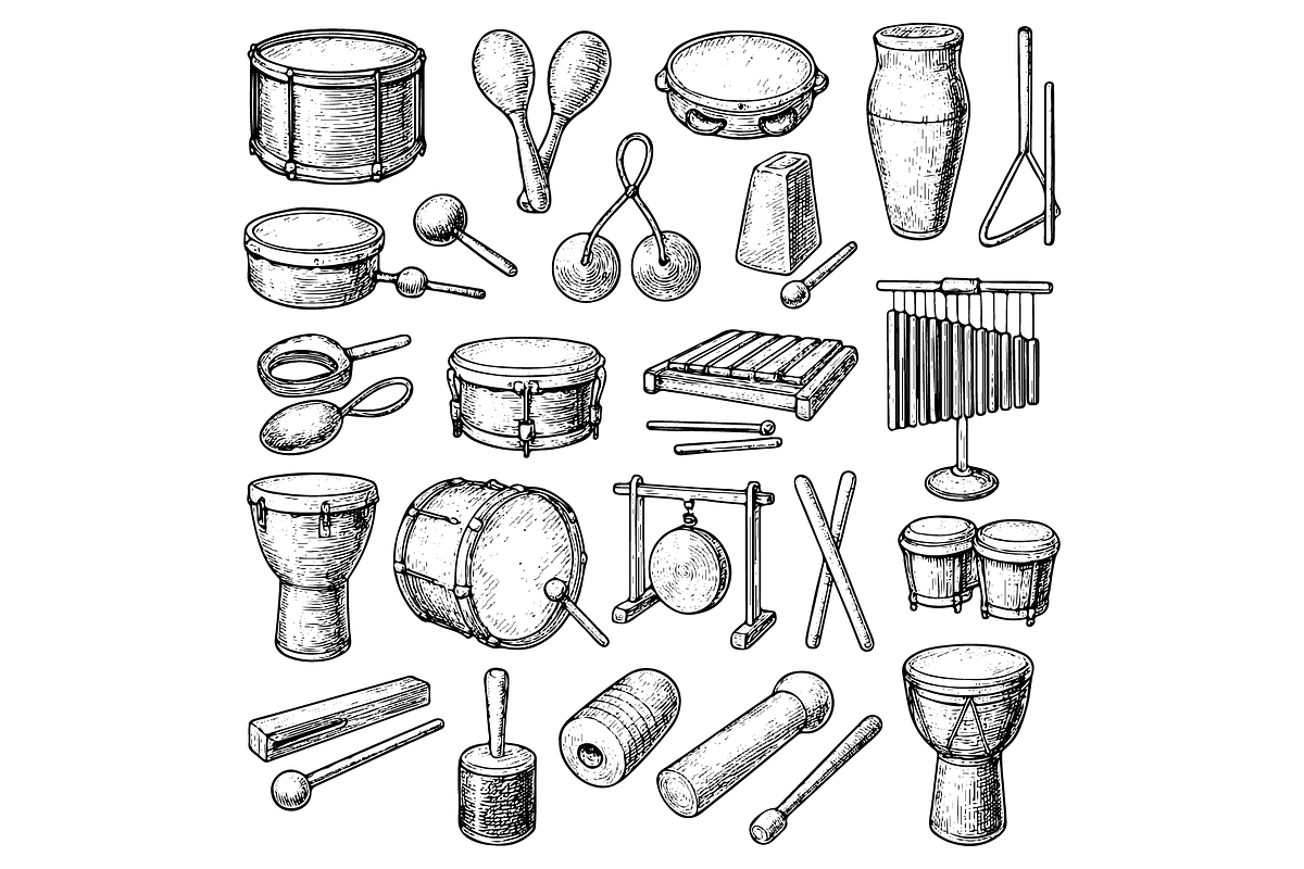 Percussion Instruments Illustration, an Object Graphic by nikagraphic