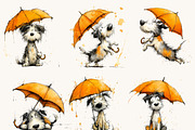 Dogs with Umbrellas Clipart Bundle, an Animal Illustration by Design Scotch (Thumbnail 8 of 10)